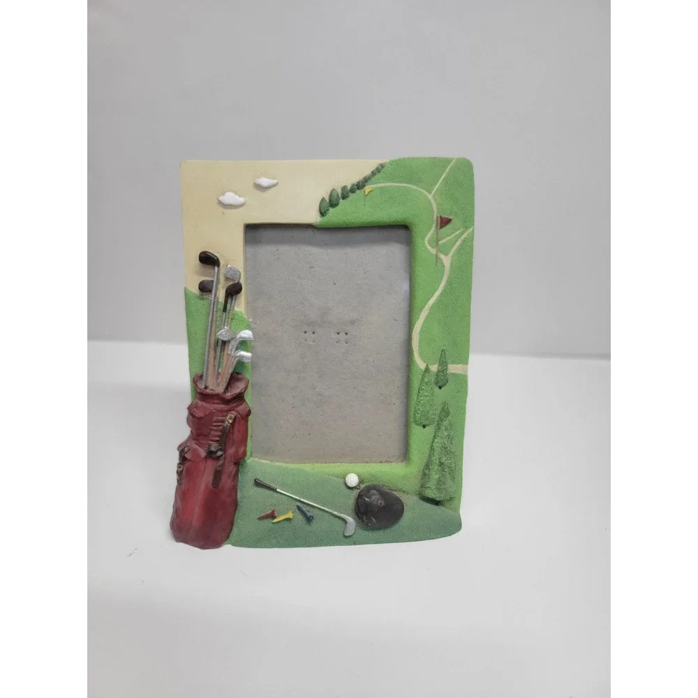 Golf Picture Frame Resin Hand Painted Golf Bag Golf Course‎ Display Decor
